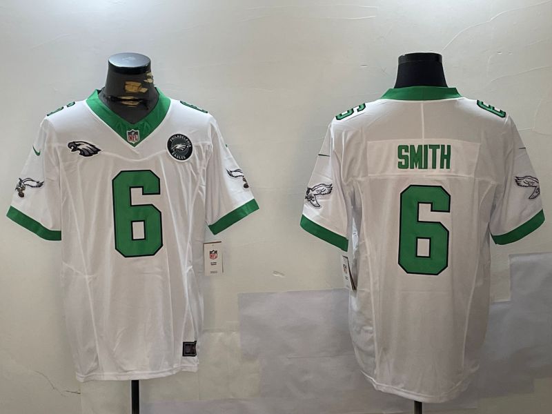 Men Philadelphia Eagles #6 Smith White Three generation 2024 Nike Limited NFL Jersey style 4->philadelphia eagles->NFL Jersey